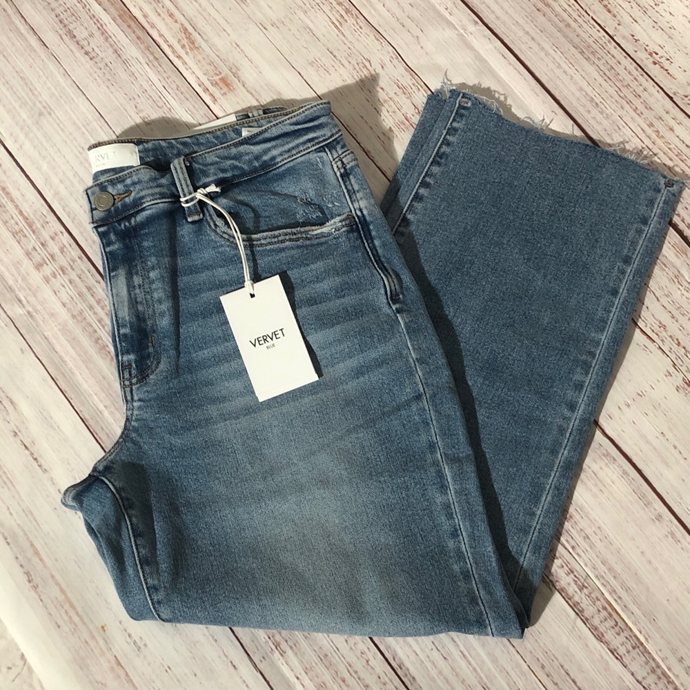 VERVET Women's mid-rise stretch Straight Leg Jeans - Dark Blue 32 Melissa NWT - Picture 4 of 15
